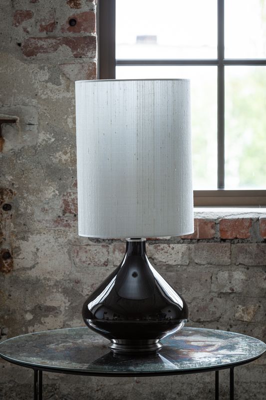 Flavia negra mini, Seda plata, H 48cm